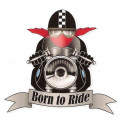 BORN TO RIDE Motard Sticker vinyle laminé