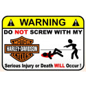 WARNING ! HARLEY DAVIDSON Sticker vinyl laminé