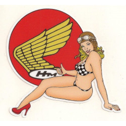 HONDA Moto Pin Up gauche Sticker vinyle laminé