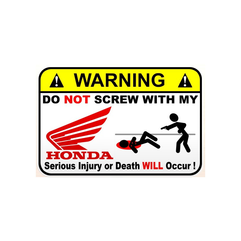 WARNING ! HONDA Sticker vinyme laminé - cafe-racer-bretagne