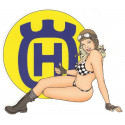 HUSQVARNA Pin Up gauche Sticker vinyle laminé