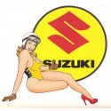 SUZUKI Pin Up droite Sticker vinyle laminé