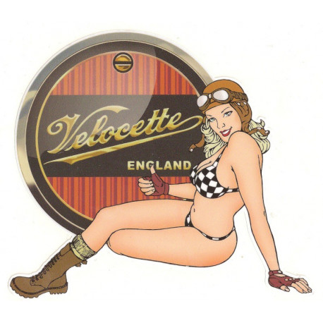 VELOCETTE Pin Up  Sticker UV  150mm x 130mm