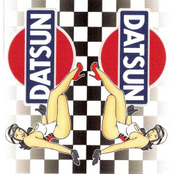 DATSUN BIC  lighter Lamined sticker 68mm x 65mm