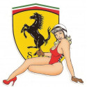 Scuderia FERRARI  Pin Up gauche Sticker vinyle laminé