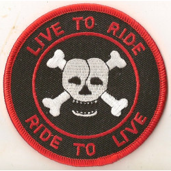 LIVE TO RIDE Embroidered badge 75mm