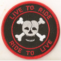 LIVE TO RIDE Embroidered badge 75mm