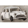 AUSTIN mini blanche badge 32mm x 18mm