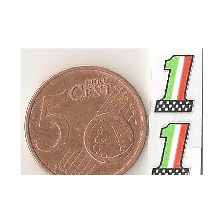 ITALIAN Number one Mini stickers  slot  19mm x 13mm 