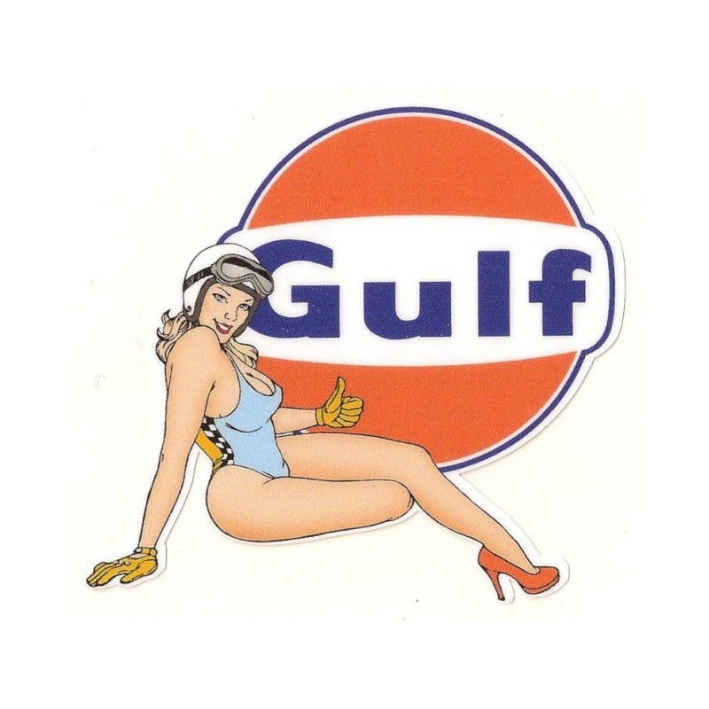 Gulf Racing pinup Art Aufkleber 20x15cm rechteckig kontur neu rar Sticker 