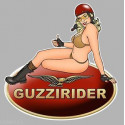 MOTO GUZZI " Guzzirider " Pin Up gauche Sticker vinyle laminé