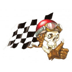 Chequered  Skull Sticker UV 75mm x 60mm