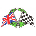   UK Crossed Racing Flags  Sticker  