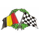  Belgium Crossed Flags Race  Sticker 