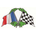 FRANCE Crossed Flags Race  Sticker vinyle laminé