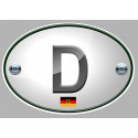 GERMANY " D "  Motocycle Sticker vinyle laminé 75mm x 50mm