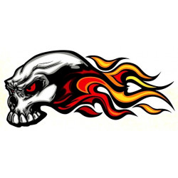 SKULL FLAMMES DROIT  Sticker UV 75mm 