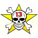 SKULL STAR 13 lamined sticker