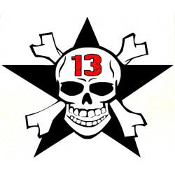 SKULL STAR 13 lamined sticker