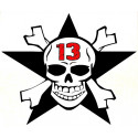 SKULL STAR 13 lamined sticker