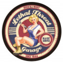 Pin Up  LETHAL THREAT GARAGE laminated decal