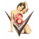 Pin Up V8 droite Sticker vinyle laminé