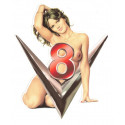 Pin Up V8 gauche Sticker vinyle laminé