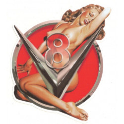 Pin Up V8 Marilyn gauche Sticker vinyle laminé