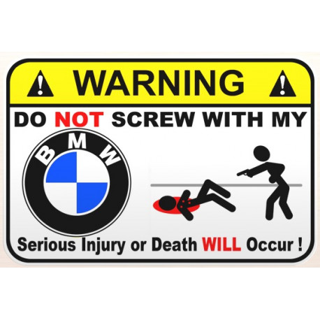 WARNING ! BMW  Sticker UV 75mm 