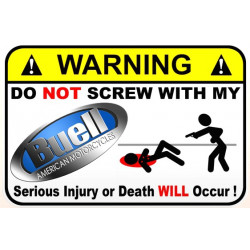 WARNING ! BUELL  Laminated decal
