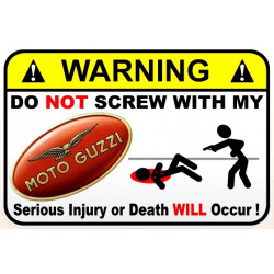 WARNING ! MOTO GUZZI  Lamined sticker