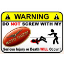 WARNING ! MOTO GUZZI  Lamined sticker
