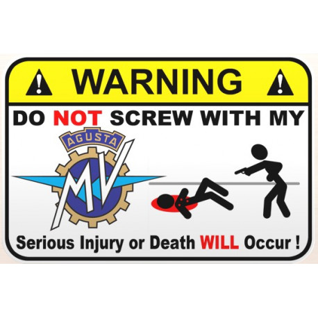 WARNING ! MOTO GUZZI  Sticker UV  75mm 