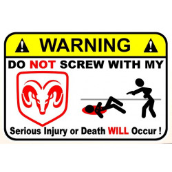 WARNING ! DODGE  Sticker