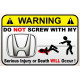 WARNING ! FORD  MUSTANG Sticker UV  75mm 