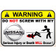 WARNING ! NISSAN  Sticker UV  75mm 