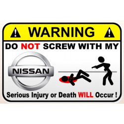 WARNING ! NISSAN  Sticker UV  75mm 