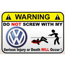 CAR " V " WARNING ! laminated decal