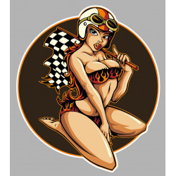 Pin Up  Racing  Sticker droite vinyle laminé