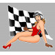 Pin Up racing chequered Sticker UV 75mm