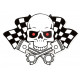 CROSSED PISTON SKULL  Sticker UV 75mm x 55mm