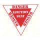 " DANGER " Ejection Seat Sticker UV 88mm x 76mm