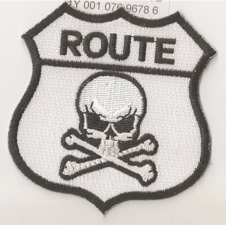 Ecusson tissus ROUTE 66 SKULL 75mm x  75mm