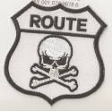  Embroidered badge ROUTE SKULL 75mm x  75mm