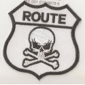 Ecusson tissus ROUTE 66 SKULL 75mm x  75mm