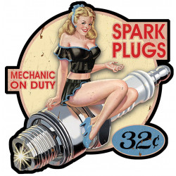 PIN UP  Spark Plug droite sticker vinyle laminé