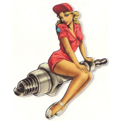 Pin Up  Racing  rouge Sticker droite vinyle laminé