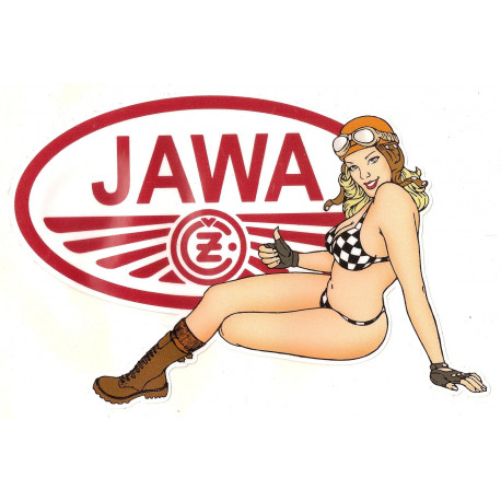 JAWA CZ  Pin Up Sticker gauche