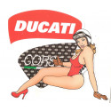 DUCATI CORSE Pin Up gauche sticker  vinyle laminé