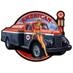 Pin Up AMERICAN GASOLINE TEXACO TRUCK sticker vinyle laminé